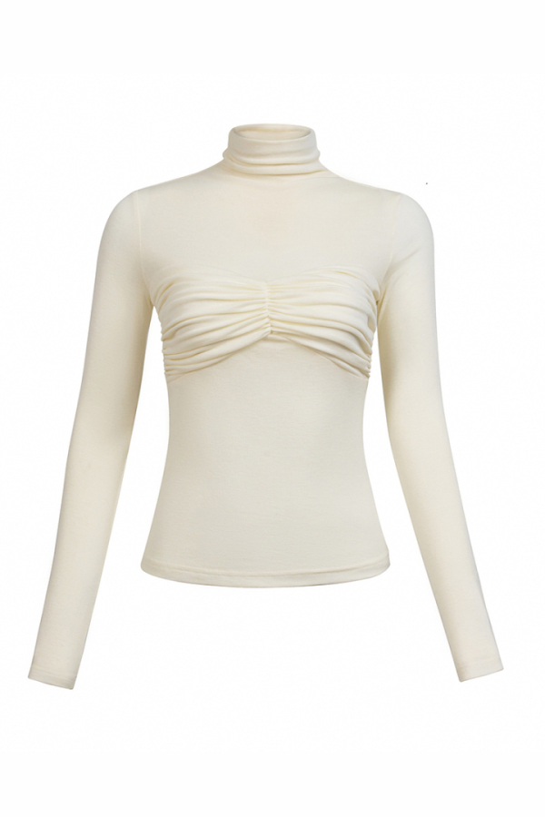 RUCHED COTTON JERSEY TOP